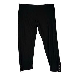 Comfy Elastic Waist Eileen Fisher Stretch Knit Crop Pull On Pant Black 3X Basic